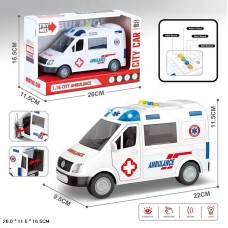 Машина «Швидка допомога» зі світлом, звуком та дверима що відкриваються, на батарейці 26х11,5х16,5 см.