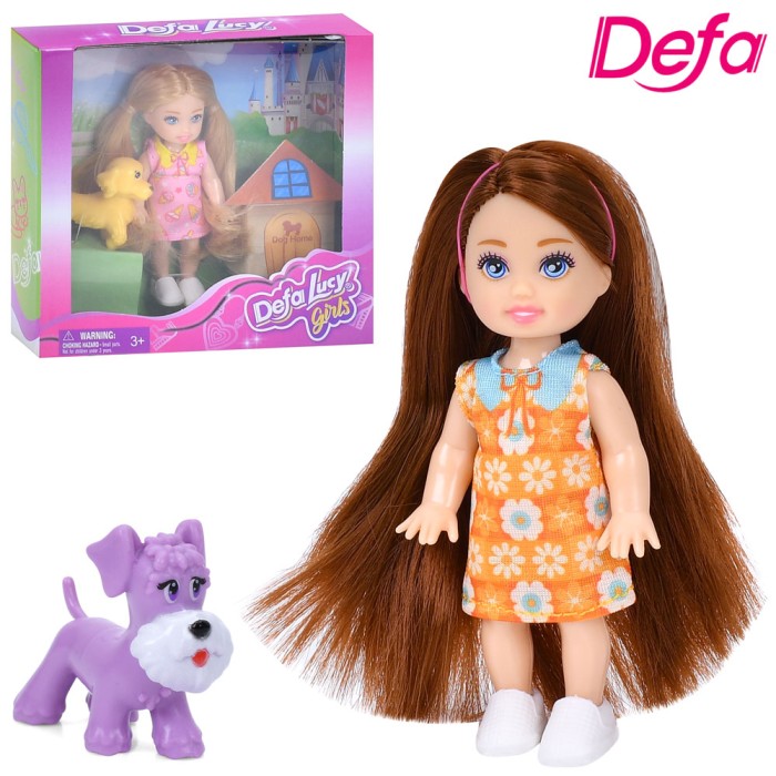 Лялька «DEFA» 11 см з песиком 5 см, в асортименті, у коробці 15х14х4,5 см