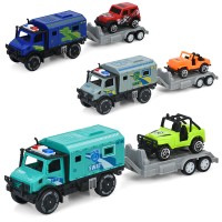 Автовоз 23 см інерційний з причепом та джипом 6,5 см, в асортименті, у пакеті 12х29х5 см