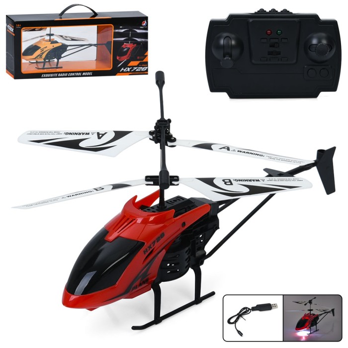 Гелікоптер 30 см р/к на акумуляторі зі світлом, гіроскопом та USB, в асортименті, у коробці 42х17х8 см