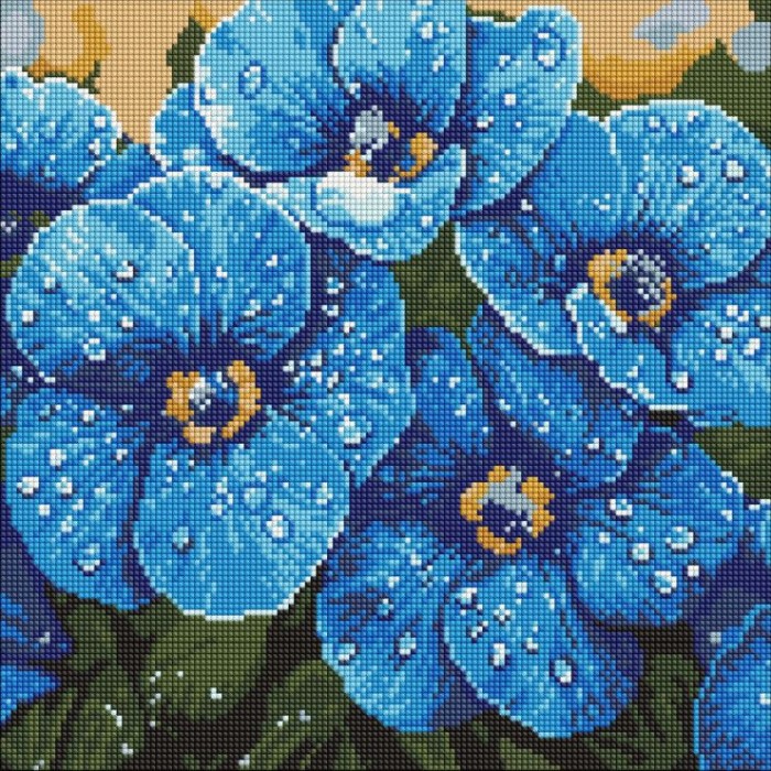 Набір з алмазною мозаїкою «Фіалки в росі» 40х40 см, ТМ Ідейка