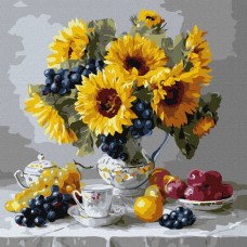 Картина за номерами «Соняшники з виноградом» 40х40 см, ТМ Ідейка