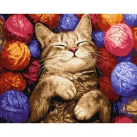 Картина за номерами «Кіт у клубочках» 40х50 см, ТМ Ідейка