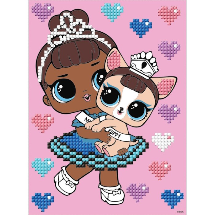 Набір з алмазною мозаїкою «L.O.L. Surprise! Miss Baby With Miss Puppy» 15x20 см, ТМ Ідейка