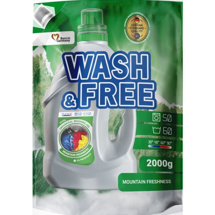 Гель для прання «Гірська свіжість» 2 л дойпак, WASH&FREE