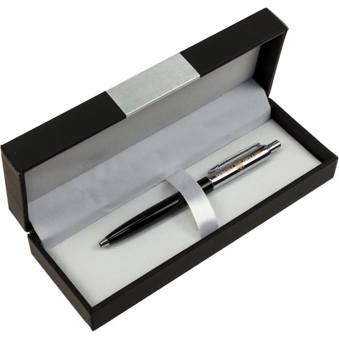 Ручка «UKRAINE» кулькова, корпус чорний з хромом, ТМ CABINET