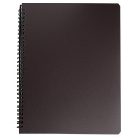 Канцелярська книга «OFFICE» А4 на 96 аркушів у клітинку з пластиковою обкладинкою на спіралі збоку, графітова, ТМ Buromax