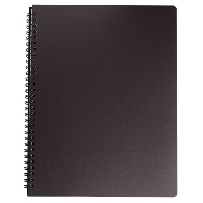 Канцелярська книга «OFFICE» А4 на 96 аркушів у клітинку з пластиковою обкладинкою на спіралі збоку, графітова, ТМ Buromax