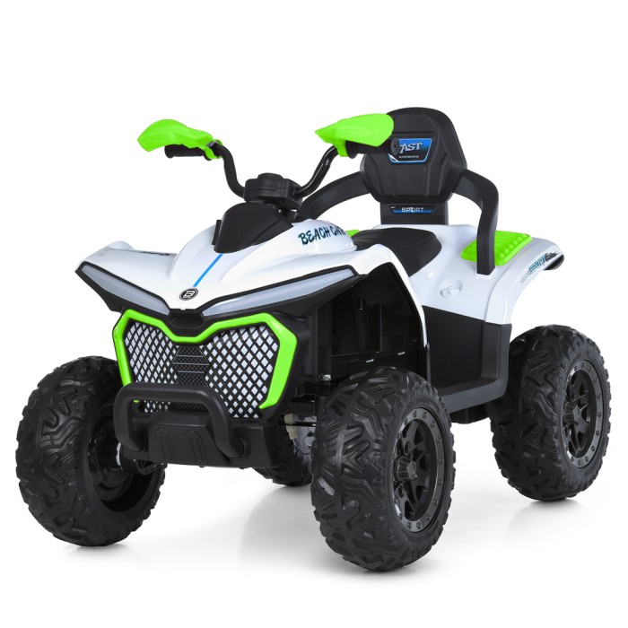 Квадроцикл р/к 2,4G на акумуляторі 12V 10AH з 4 моторами 35W, MP3, USB, TF, BLUETOOTH, EVA, музикою та світлом, біло-зелений