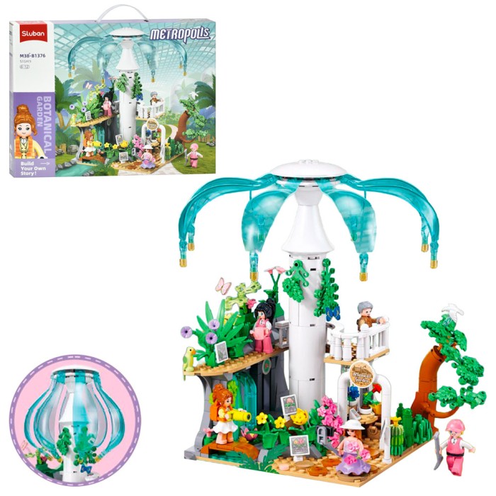 Конструктор «Рожева серія. Ботанічний сад» 21,9 см на 515 деталей з фігурками, у коробці 42,5х33х6,5 см, SLUBAN