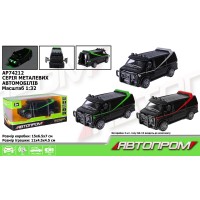 Машина металева 1:32 зі світлом, звуком та дверима що відкриваютться, на батарейці, в асортименті, у коробці 15х6,5х7 см, Автопром