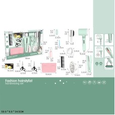 Набір перукаря зі світлом та звуком: фен, праска для волосся та інші аксесуари, на батарейці, у коробці 50х7х35 см