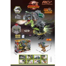 Робот-динозавр 32 см р/к зі світлом та звуком на акумуляторі, ходить та стріляє гелевими кулями, у коробці 44,5х33х17,3 см