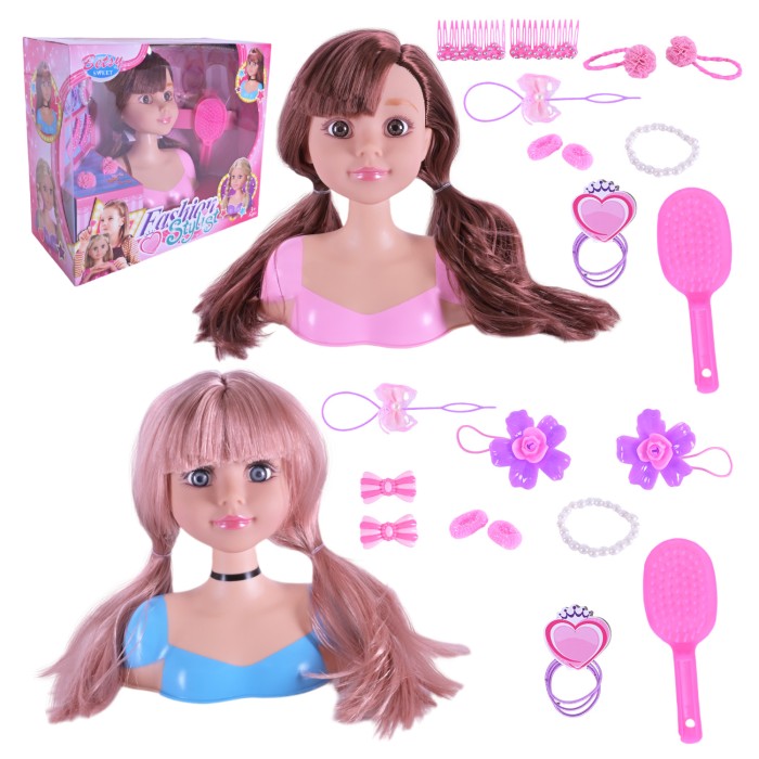 Манекен для зачісок з аксесуарами, в асотименті, у коробці 26х13х30 см