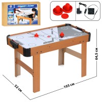 Настільна гра «Аерохокей» 103х52х64,5 см дерев'яна на ніжках, поле 100х49 см, 2 ручки, шайба, від мережі, у коробці 106х54,5х10,7 см