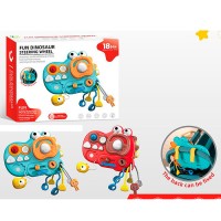 Бізіборд-автотренажер 26х20,5х8 см зі світлом та рухомими деталями: кермом-пискалка, вмикачі, прорізувач, текстурні деталі, ключ,