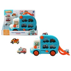 Трейлер 26 см музичний зі звуком, світлом, сортером та треком, на батарейці, у коробці 34,5х25х9,5 см