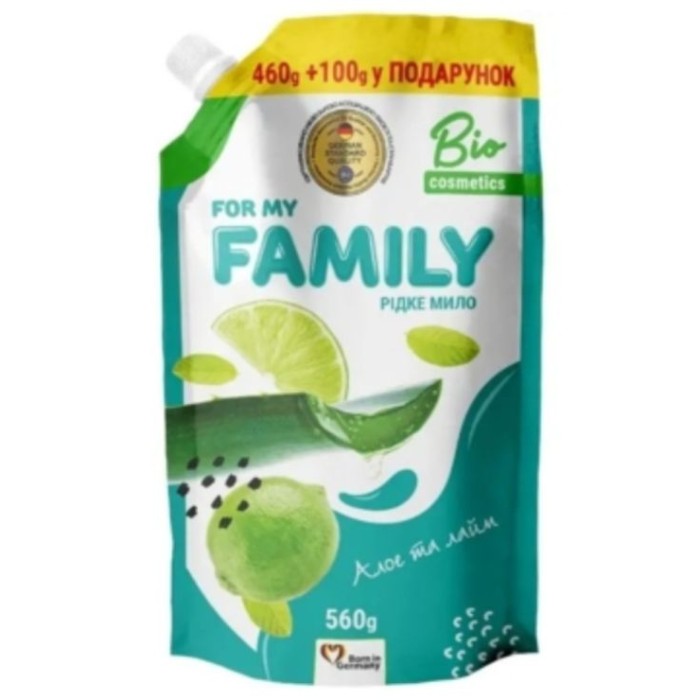 Мило рідке «Алое та лайм» 560 мл дойпак, ТМ For my FAMILY