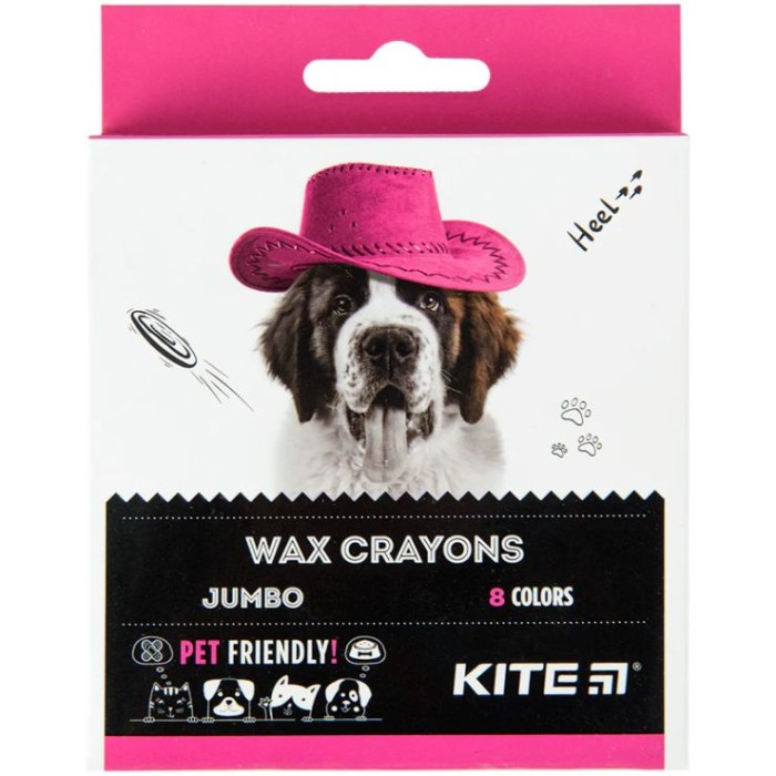 Олівці воскові «Dogs» Jumbo на 8 кольорів, ТМ Kite