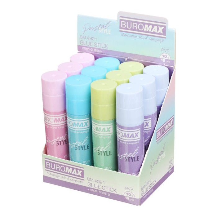 Клей-олівець «PASTEL» 10 г, в асортименті, ТМ Buromax