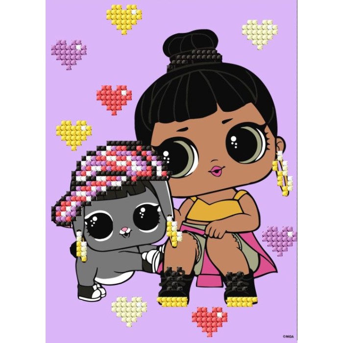 Картина за номерами з алмазною мозаїкою «L.O.L. Surprise! Honey Bun With Bunny Hun» 15x20 см, ТМ Ідейка