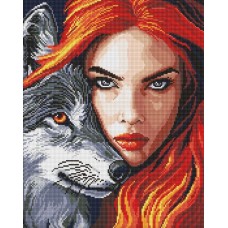 Набір з алмазною мозаїкою «Руда з вовком» 40х50 см, ТМ Ідейка