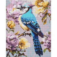 Набір з алмазною мозаїкою «Сойка в півоніях» 40х50 см, ТМ Ідейка