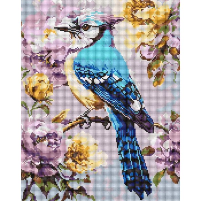 Набір з алмазною мозаїкою «Сойка в півоніях» 40х50 см, ТМ Ідейка