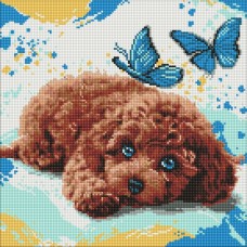 Набір з алмазною мозаїкою «Милий пудель» 40х40 см, ТМ Ідейка