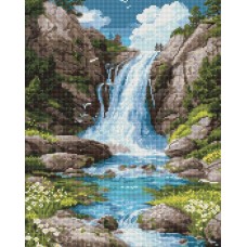Набір з алмазною мозаїкою «Шум води та спокій» 40х50 см, ТМ Ідейка