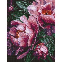 Набір з алмазною мозаїкою «Рожеві півонії під дощем» 40х50 см, ТМ Ідейка