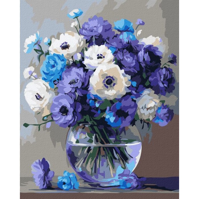 Картина за номерами «Букет блакитних квітів» 40х50 см, ТМ Ідейка