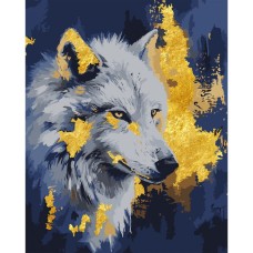 Картина за номерами «Вовк» з позолотою 40х50 см, ТМ SANTI