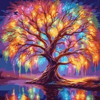 Картина за номерами «Казкове дерево» з LED-підсвічуванням 40х40 см, ТМ SANTI