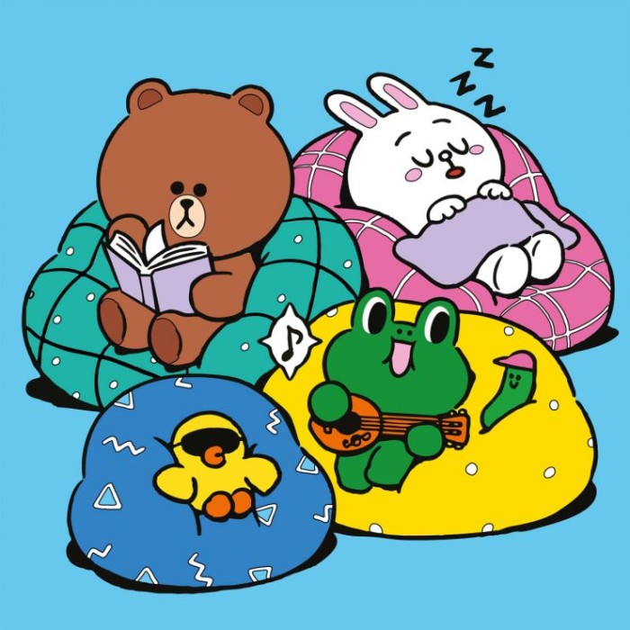 Картина за номерами «Лайн Френдс. Браун, Саллі, Коні та Леонард на відпочинку» 25х25 см, ТМ SANTI