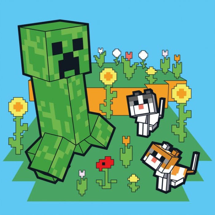 Картина за номерами «Майнкрафт. Кріпер і котики» 25х25 см, ТМ SANTI