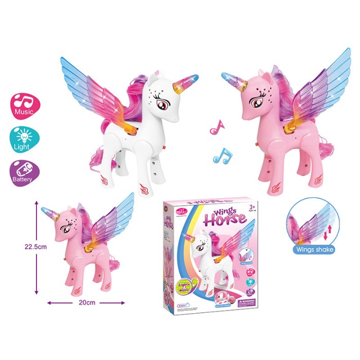 Конячка з музикою та світлом, ходить, на батарейці, в асортименті, у коробці 22,5х20х7 см