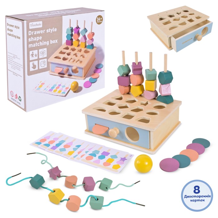 Пірамідка-сортер дерев`яна, у коробці 22,5х19,8х7,5 см