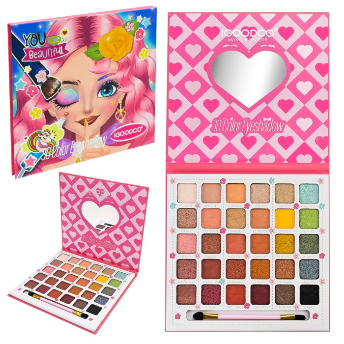 Дитяча косметика: палітра тіней з аксесуарами, у коробці 15х20х2 см