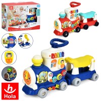 Каталка-ходунки «Поїзд» 4 в 1 музична зі світлом та звуком, шестернями, годинником-тріскачкою, з причепом, на батарейкаці, в асортименті, у коробці 48х39х23 см
