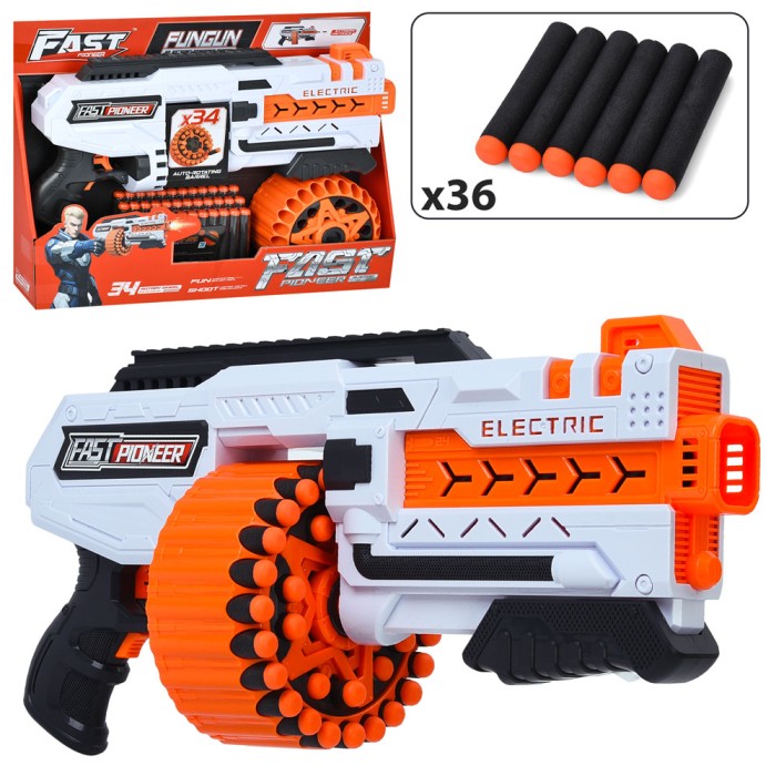 Іграшковий автомат 42,5 см та 36 м'яких куль, на батарейці, у коробці 44х32,5х7,5 см