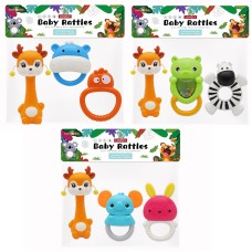 Набір брязкалець «Тваринки» з 3 штук 10-15 см, в асортименті, у пакеті 17х22х5 см