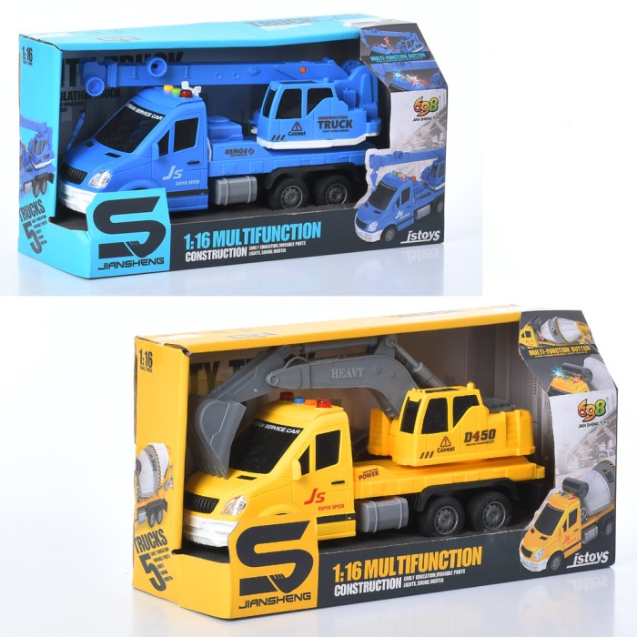 Будівельна техніка 29 см 1;16 інерційна зі звуком та світлом, на батарейці, в асортименті, у коробці 33х17,5х13 см