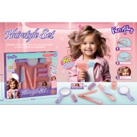 Набір перукаря: фен, 2 плойки, гребінець, дзеркало та 10 бігуді, у коробці 30х25х5,5 см