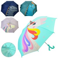 Парасолька дитяча з тростиною 65,5 см, діаметром 87 см, спицею 50 см, тканинна, в асортименті, у пакеті