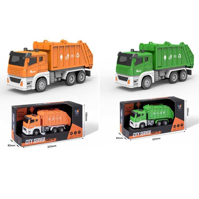 Сміттєвоз 16 см 1;32 інерційний із звуком, світлом, гумовими колесами та рухомими деталями, на батарейці, у коробці 22,5х11х8 см