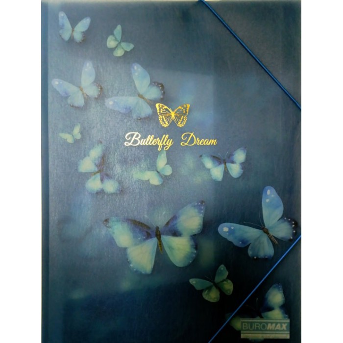 Папка на гумках «ARABESKIз» А4 пластикова напівпрозора, синя, TM Buromax