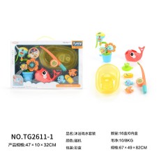 Набір іграшок для купання з рухомими деталями: лійка, водоспад, вудка, рибки, у коробці 47х10х32 см