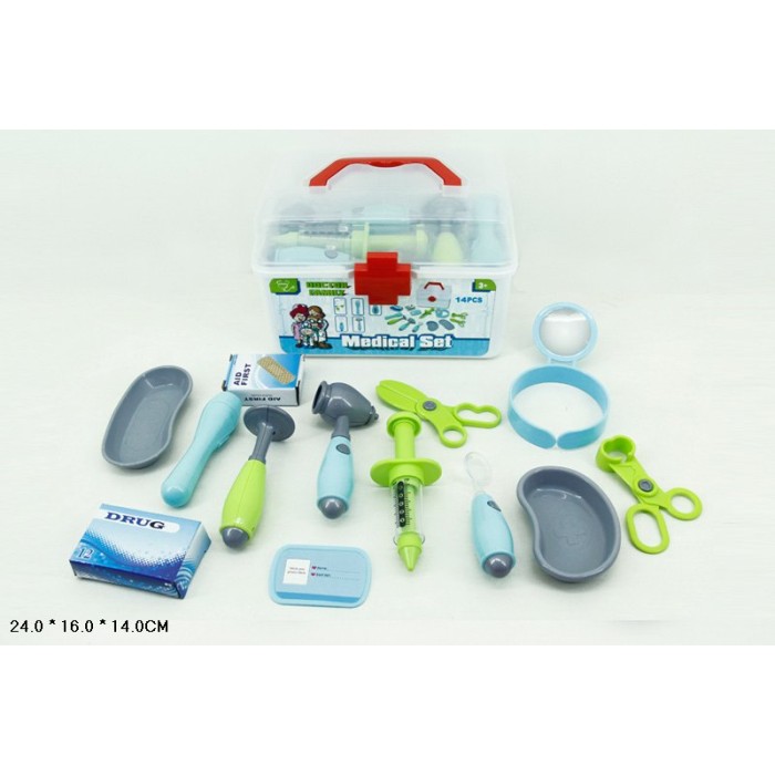 Набір лікаря на батарейці: шприц, стетоскоп та аксесуари, у коробці 24х16х14 см