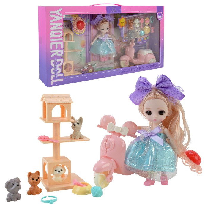 Лялька з улюбленцями та аксесуарами, у коробці 49х8х24 см